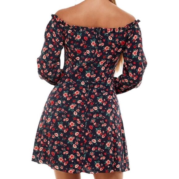 B. Darlin Women's Navy Blue & Red Off-The-Shoulder A-Line Dress Size 13/14 NWT - Picture 6 of 12